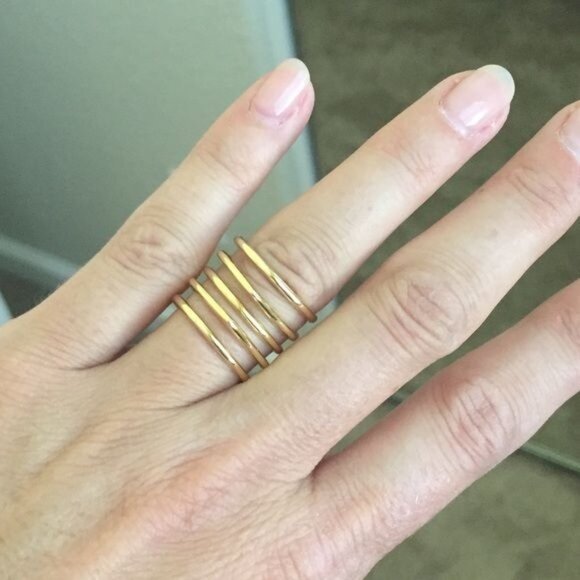 Stella & Dot Maylee Gold Tone Ring Stacked Look - M/L (7-8) - Picture 4 of 5